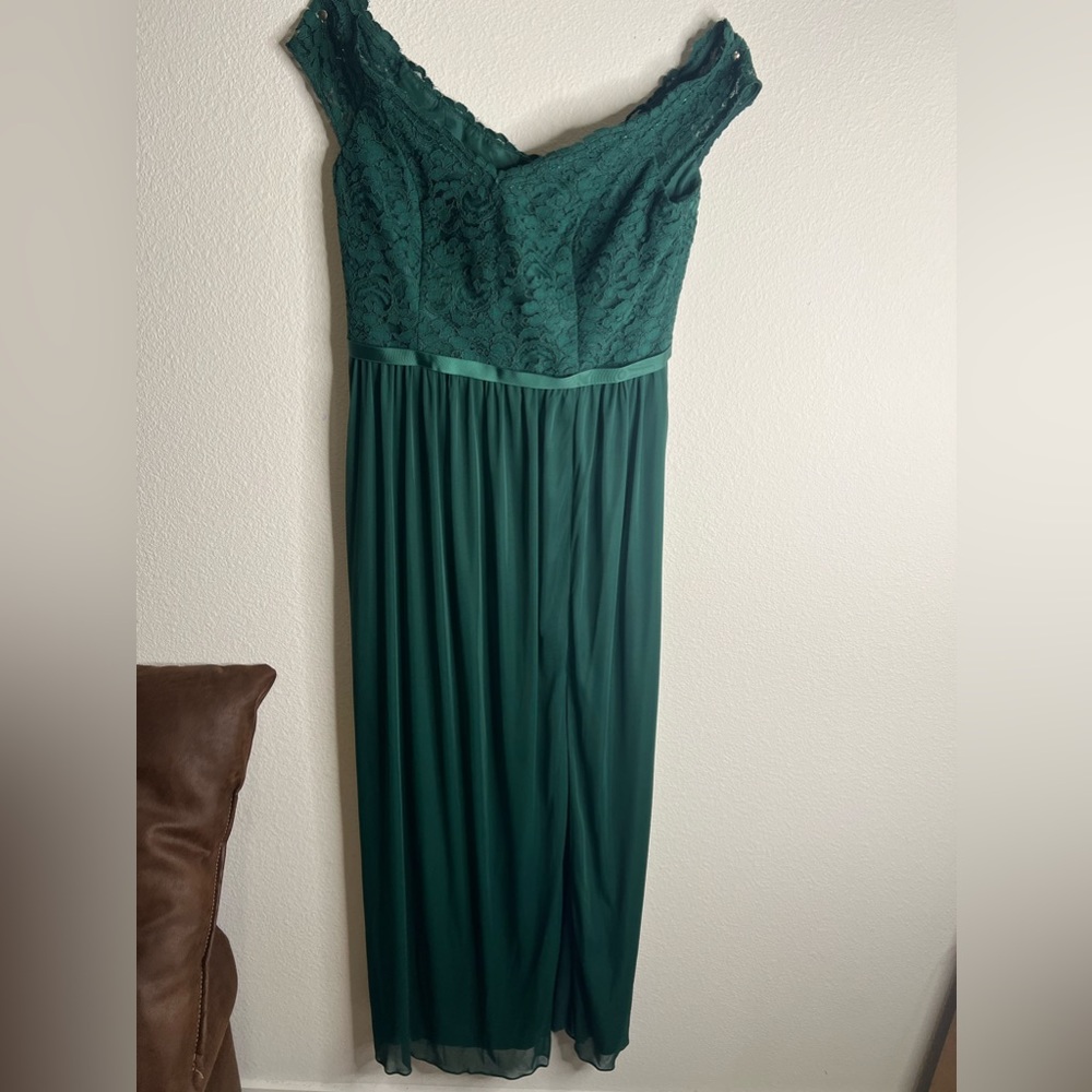 Green David’s Bridal dress. Never used, tags not included.